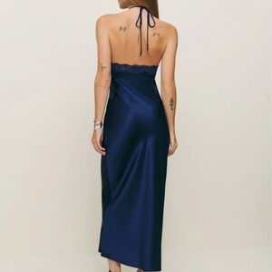 Reformation Aara Silk Dress Blue - Size L